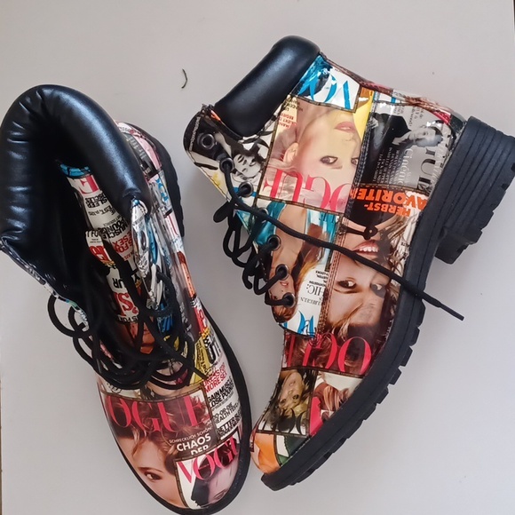 Shoe Republic LA Shoes - Shoe Republic LA Magazine Cover Multicolor Print Ankle Boots* SZ 8